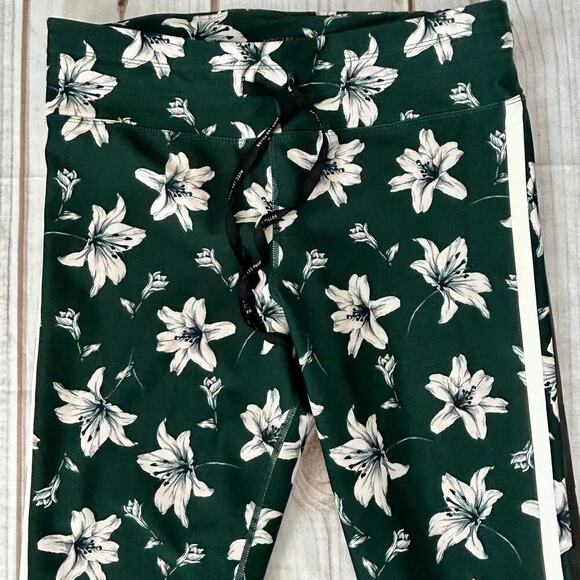 Avec Les Filles joggers lounge leggings high rise green floral stretch stripe M‌ - Picture 5 of 10